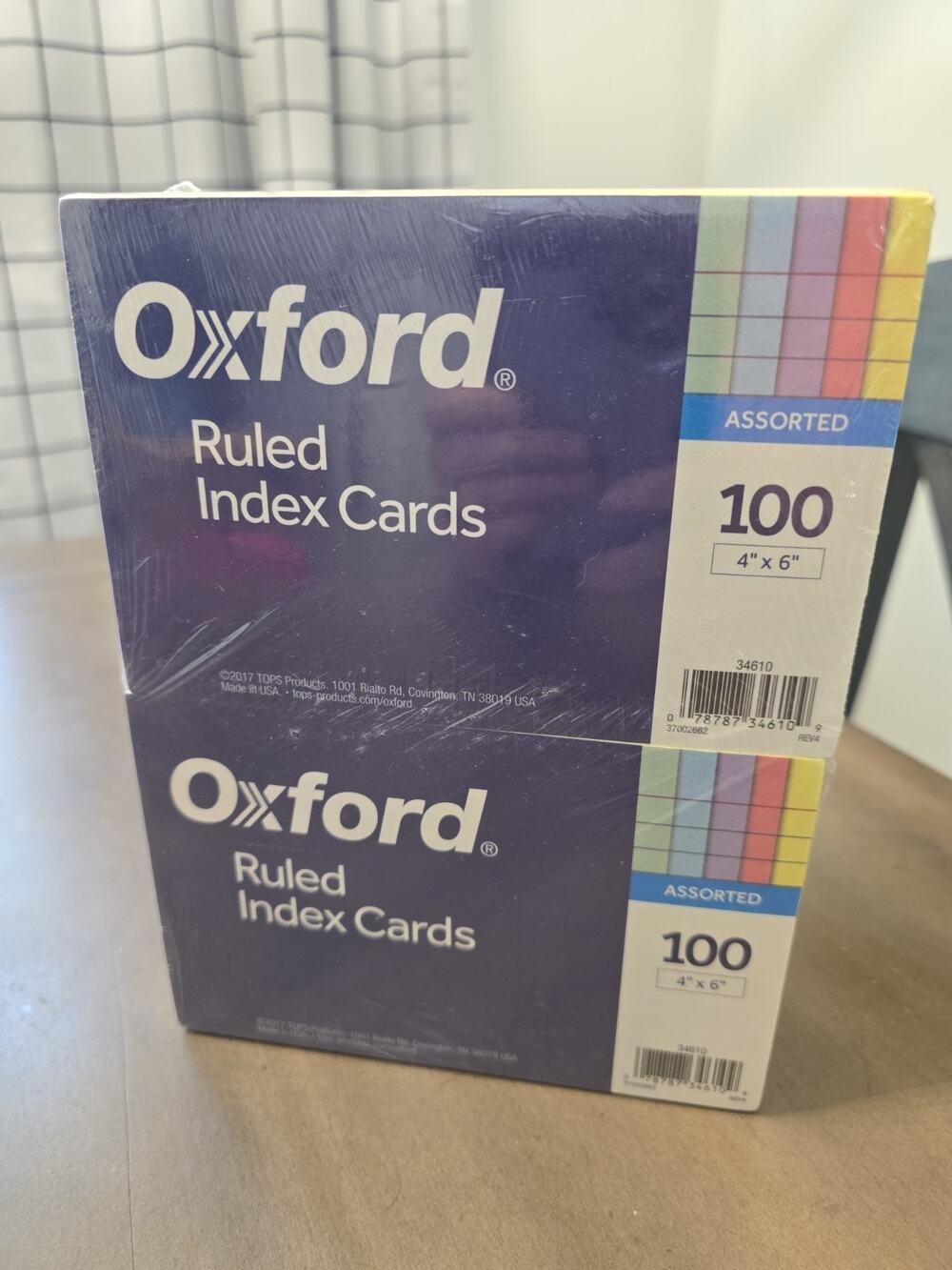 Oxford Ruled Color Index Cards, 4" x 6", Assort Colors, 100 Per Pack, 1000 total